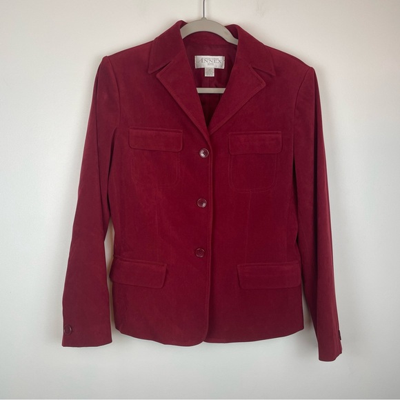 Casual Corner Annex Red Blazer Jacket Petite Medium Vintage Classic - Picture 1 of 2
